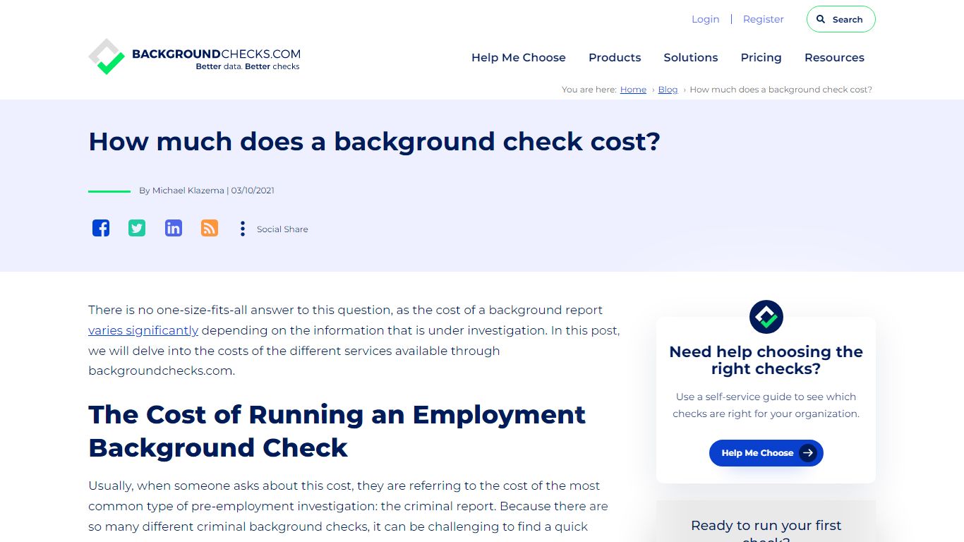 How much does a background check cost?